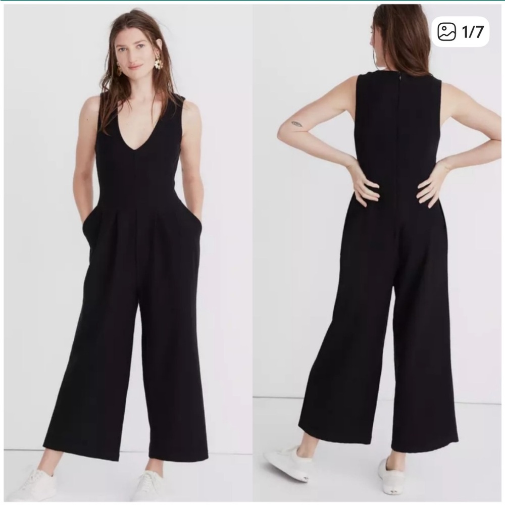 Texture & Thread Madewell Black Sleeveless V-Neck Jumpsuit 100% Cotton XS